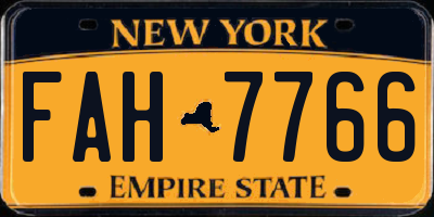 NY license plate FAH7766