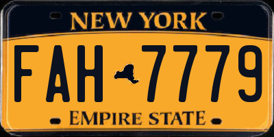 NY license plate FAH7779