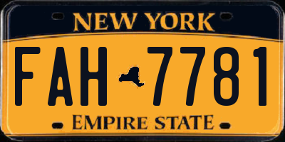 NY license plate FAH7781