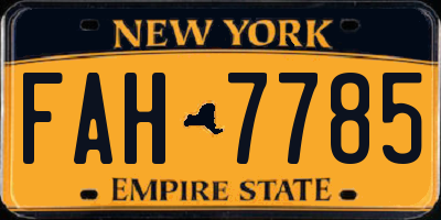 NY license plate FAH7785