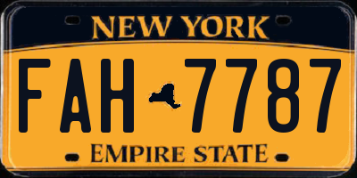 NY license plate FAH7787