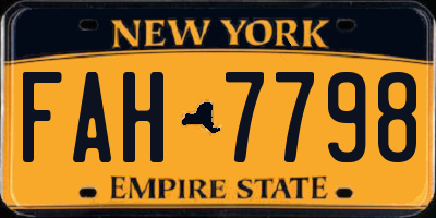 NY license plate FAH7798