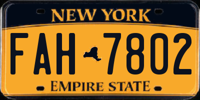NY license plate FAH7802