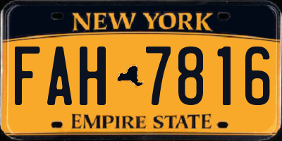 NY license plate FAH7816