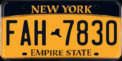 NY license plate FAH7830