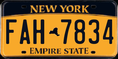 NY license plate FAH7834