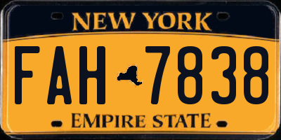 NY license plate FAH7838