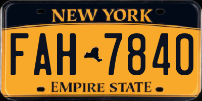 NY license plate FAH7840
