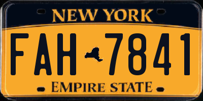 NY license plate FAH7841