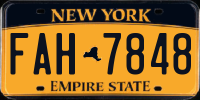 NY license plate FAH7848