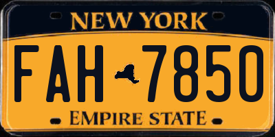 NY license plate FAH7850