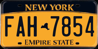 NY license plate FAH7854