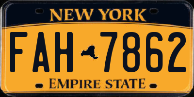 NY license plate FAH7862
