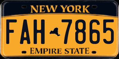 NY license plate FAH7865