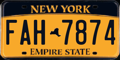 NY license plate FAH7874