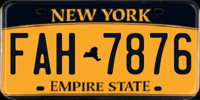 NY license plate FAH7876