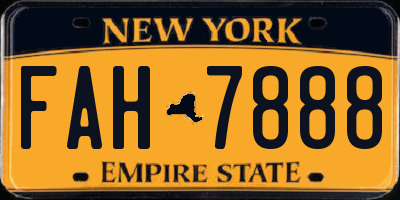 NY license plate FAH7888