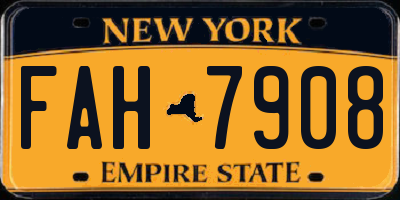 NY license plate FAH7908