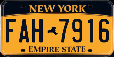 NY license plate FAH7916