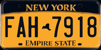 NY license plate FAH7918