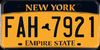 NY license plate FAH7921
