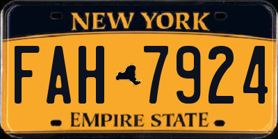 NY license plate FAH7924