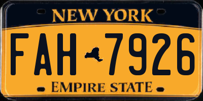 NY license plate FAH7926