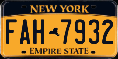 NY license plate FAH7932