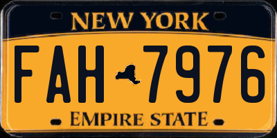 NY license plate FAH7976