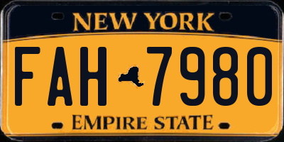 NY license plate FAH7980