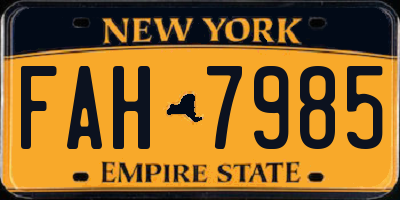 NY license plate FAH7985