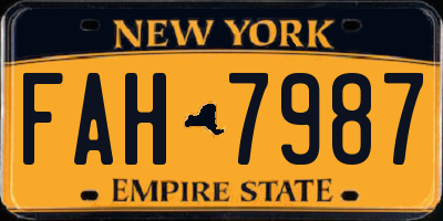 NY license plate FAH7987