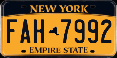 NY license plate FAH7992