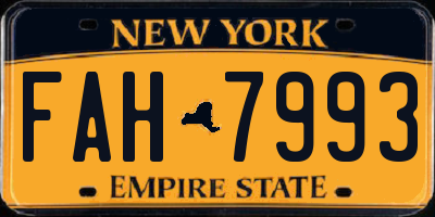 NY license plate FAH7993