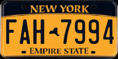 NY license plate FAH7994