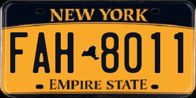 NY license plate FAH8011