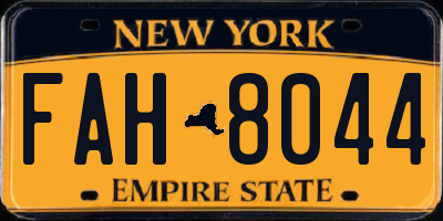 NY license plate FAH8044