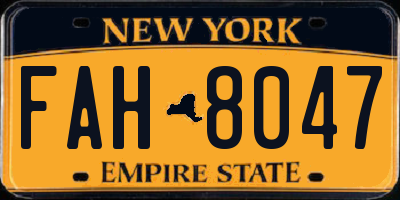 NY license plate FAH8047