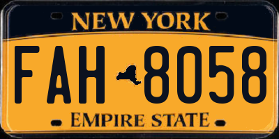 NY license plate FAH8058