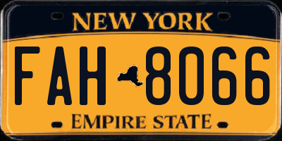 NY license plate FAH8066