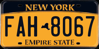 NY license plate FAH8067