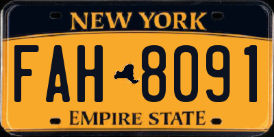 NY license plate FAH8091