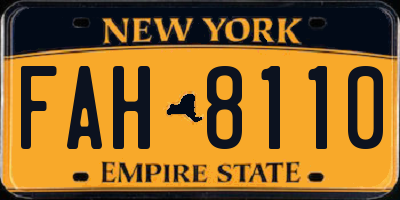 NY license plate FAH8110