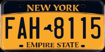 NY license plate FAH8115