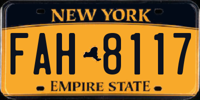 NY license plate FAH8117