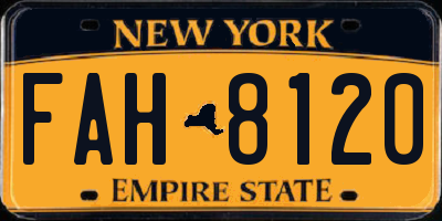 NY license plate FAH8120