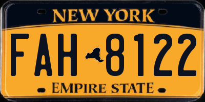 NY license plate FAH8122