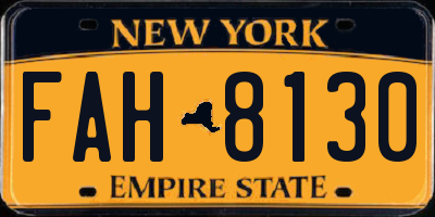 NY license plate FAH8130