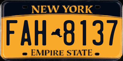 NY license plate FAH8137