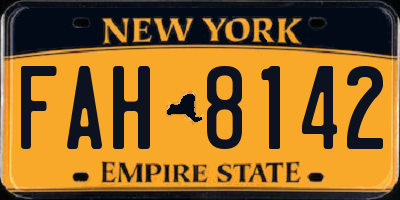 NY license plate FAH8142